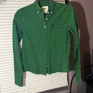 Abercrombie Kids Green and Blue Checkered Button Down Shirt
